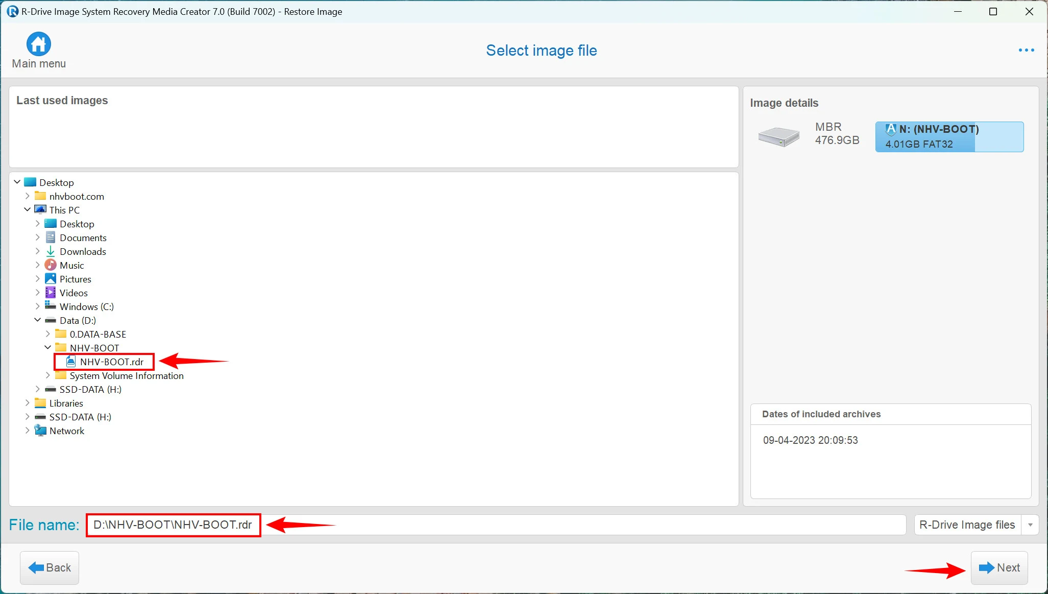 R-Drive Image - Chọn Restore Image