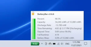 Download BatteryBar 3.5.5 – Thanh hiển thị pin cho Windows
