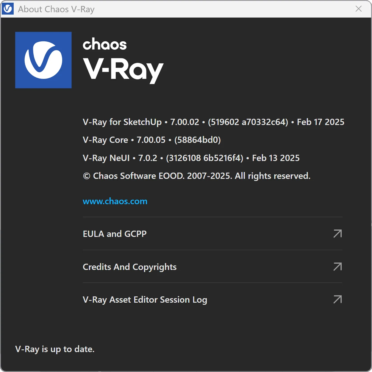 Tải Chaos V-Ray 7.00.02 for SketchUp 2021–2025 & Rhinoceros 7–9